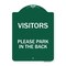 Signmission Visitors Please Park in Back, Green & White Aluminum Architectural Sign, 18" x 24", GW-1824-22719 A-DES-GW-1824-22719 - alternate 1
